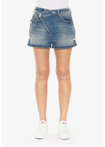 Damen Shorts "MOSTA", blau, Gr. 26, Le Temps Des Cerises, 98% Baumwolle, 2% Elasthan, Hosen, im asymmetrischen Design