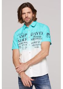 CAMP DAVID Herren Kurzarmhemd, blau, casual, Gr. 4XL, bedruckt, bestickt, Material: 100% Baumwolle, Hemden, mit Kentkragen