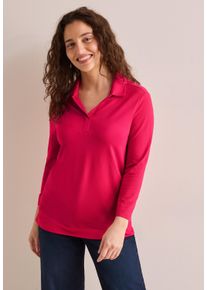 Cecil Damen Poloshirt, rot, casual, Gr. XXL, unifarben, Web, Stoff, 48% Baumwolle, 48% Modal, 4% Elasthan, Shirts, mit 3/4 Ärmeln