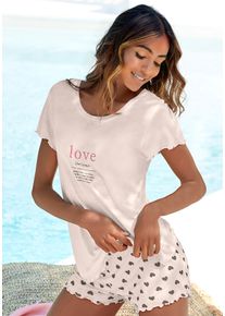 Vivance Dreams Damen Shorty, Gr. 32, rosa, Single Jersey, Obermaterial: 100% Viskose, gemustert, bedruckt, Basic, Homewear-Sets, mit Kräuselsäumen