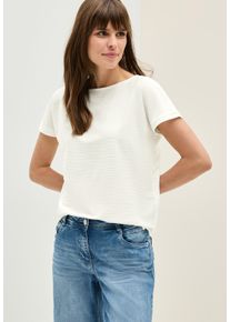 Cecil Damen T-Shirt, weiß, Gr. XXL, unifarben, Jersey, Obermaterial: 65% Polyester, 35% Viskose, Shirts, mit Streifen-Struktur