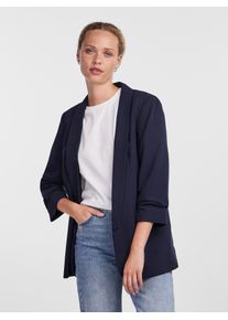 Pieces Damen Blusenblazer "PCBOSELLA 3/4 BLAZER NOOS", blau, casual, Gr. XS, unifarben, Web, Obermaterial: 79% Polyester, 16% Viskose, 5% Elasthan,