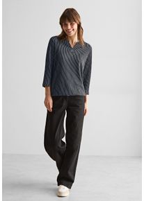 Cecil Damen 3/4-Arm-Shirt, blau, casual, Gr. S, gestreift, Web, 67% Baumwolle, 33% Polyester, Shirts, im soften Baumwoll-Mix