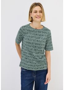 Cecil Damen Print-Shirtschwarz balmy khaki, casual, Gr. XXL, bedruckt, Web, 50% Baumwolle, 50% Polyester, Shirts, aus elastischem Materialmix