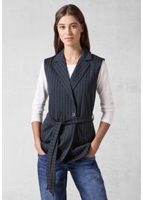 Cecil Damen Kurzweste, blau, casual, Gr. XXL, gestreift, Stoff, 68% Polyester, 20% Viskose, 8% Metallfasern, 4% Elasthan, Westen, mit Gürtel