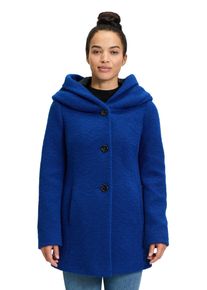 AMBER & JUNE AMBER & JUNE Damen Kurzjacke "Amber & June Kurzmantel mit Kapuze", blau, feminin, Gr. 34, Bouclu00e9, Obermaterial: 70% Polyester, 30% Schurwolle.