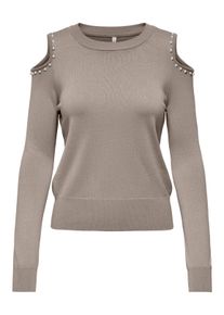 Only Damen Strickpullover "ONLGILA LS O-NECK BLING CC KNT"string detail:weiß pearl, modisch, Gr. XS, unifarben, Strick, Obermaterial: 70% Viskose,
