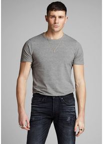 Jack & Jones JACK & JONES Herren T-Shirt "BASIC O-NECK TEE", grau, modisch, Gr. XXL, unifarben, Obermaterial: 92% Baumwolle, 8% Elasthan, Shirts