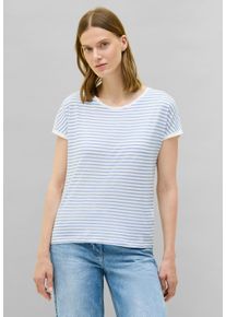 Cecil Damen T-Shirtdeep pastel blau, casual, Gr. M, gestreift, Web, Stoff, 50% Baumwolle, 50% Modal, Shirts, im Streifendesign