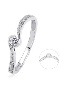 ONE ELEMENT Damen Diamantring, 60, Weißgold 585-Diamanten, silber, Weißgold 585, Diamanten, Fingerringe, Damen Gold Schmuck Memoire mit Center