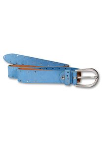 Silbergift Damen Nietengürtel, blau, casual,modisch, Gr. 100, unifarben, Rindsleder, Gürtel, mit silberfarbener Schließe