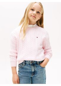Tommy Hilfiger Mädchen Strickpullover "CABLE SWEATER", rosa, casual, Gr. 3, unifarben, Strick, Obermaterial: 100% Baumwolle, Pullover, für Kinder bis