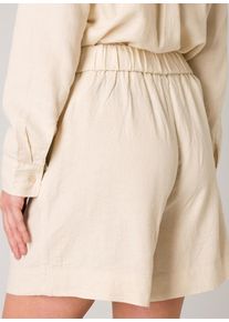 Base Level Damen Shorts, beige, casual, Gr. 38, unifarben, Web, Obermaterial: 55% Leinen, 45% Viskose, Hosen, im Leinenmix
