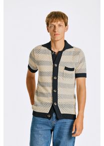 LINDBERGH Herren Strickpullover, weiß, casual, Gr. L, Zopfmuster, Strick, Obermaterial: 100% Baumwolle, Pullover, mit strukturiertem Zopfmuster
