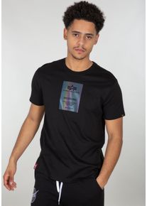 Herren T-Shirt "Alpha Industries Men - T-Shirts Rainbow Reflective Label T-Shirt", schwarz, Gr. XL, Alpha Industries, Obermaterial: 100% Baumwolle,