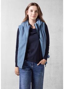 Cecil Damen Steppweste, blau, casual, Gr. XXL, unifarben, Stoff, 100% Polyester, Westen, mit Kapuze mit Tunnelzugband