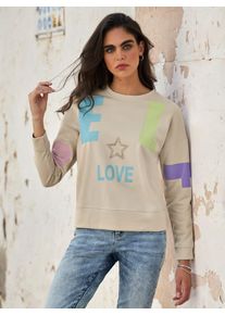Heine Damen Sweatshirt, beige, Gr. 38, unifarben, 82% Baumwolle, 18% Elasthan, Sweatshirts