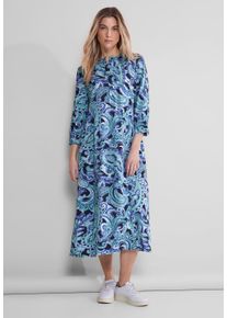 Street One Damen Midikleid, blau, casual, Gr. 34, bedruckt, Stoff, 100% Viskose, Kleider, aus Viskose