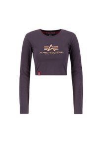 Damen Sweater "Alpha Industries Women - Longsleeves Basic Cropped Longsleeve W", lila, Gr. L, Alpha Industries, Obermaterial: 95% Baumwolle, 5%