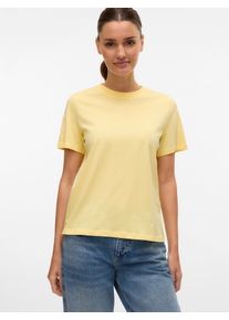 Véro Moda VERO MODA Damen Kurzarmshirt "VMPAULINA SS T-SHIRT GA JRS NOOS", gelb, modisch, Gr. XL, unifarben, Jersey, Obermaterial: 100% Baumwolle, Shirts