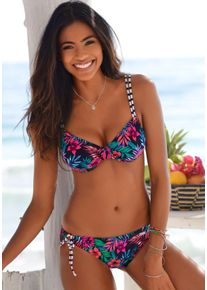 Venice Beach Damen Bikini-Hose "Summer", blau, Gr. 34, floral, Polyamid, Badehosen, seitlich zum Binden