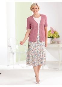 CLASSIC Damen Ajourstrickjacke, rosa, Gr. 44, unifarben, 50% Baumwolle, 50% Polyacryl, Strickjacken