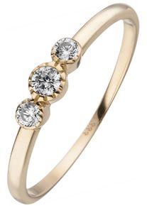 Jobo Damen Fingerring, 50, Gelbgold 333, gold, Gelbgold 333, Fingerringe, 333 Gold mit 3 Zirkonia