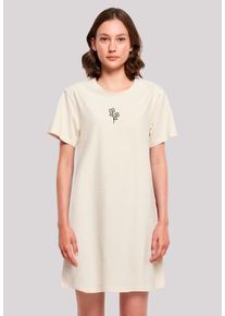 F4NT4STIC Damen Shirtkleid "Handdrawn Flower Pink Bestickt", weiß, casual, Gr. XXL, Obermaterial: 100% Baumwolle, Kleider, Premium Qualität