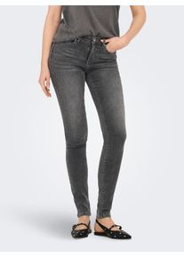 Only Damen Skinny-fit-Jeans "ONLRINA MID WAIST PUSH UP SK BOX DNM", grau, modisch, Gr. M, unifarben, Denim/Jeans, Obermaterial: 92% Baumwolle, 6%