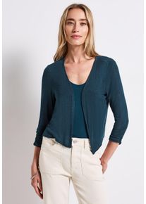 Street One Damen Cardigan, blau, casual, Gr. 38, unifarben, Stoff, 91% Viskose, 9% Elasthan, Strickjacken, mit 3/4 Ärmeln