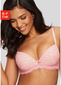 Lascana Damen Schalen-BH "Cara", Gr. 85, rosa, Spitze, Obermaterial: 74% Polyamid, 15% Polyester, 11% Elasthan, feminin, BHs, mit Bügel rundum aus