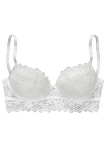Vivance Damen Push-up-BH, Gr. 75, beige, Spitze, Obermaterial: 60% Polyamid, 35% Polyester, 5% Elasthan, sexy, BHs, aus Jacquardspitze in leichter