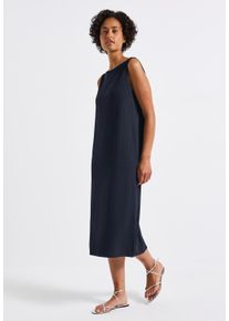 Street One Damen Sommerkleiddeepwater blau, casual, Gr. 44, unifarben, Stoff, 75% Viskose, 20% Polyester, 5% Elasthan, Kleider, knielang