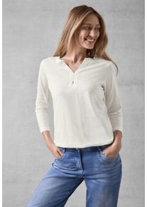 Cecil Damen 3/4-Arm-Shirt, weiß, casual, Gr. XL, unifarben, Web, 100% Baumwolle, Shirts, mit 3/4 Ärmeln