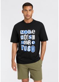 HUGO BLUE Herren T-Shirt "Notix", schwarz, casual, Gr. XXL, unifarben, Single Jersey, Obermaterial: 100% Baumwolle, Shirts, mit großem Druck