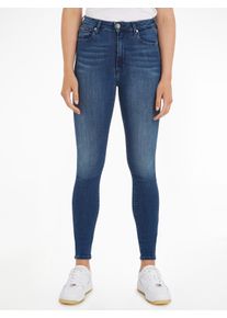 Tommy Jeans Damen Skinny-fit-Jeans "SYLVIA HR SUPER SKNY", blau, casual, Gr. 32, unifarben, Denim/Jeans, Obermaterial: 90% Baumwolle, 8%