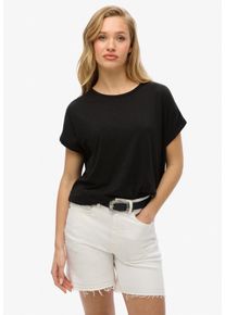 Superdry Damen Rundhalsshirt "STUDIOS LOOSE TEE", schwarz, casual, Gr. XS, unifarben, Single Jersey, Obermaterial: 60% Baumwolle, 40% Modal, Shirts
