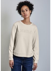 Street One Damen Langarmshirt, beige, casual, Gr. 46, unifarben, Stoff, 71% Polyester, 26% Viskose, 3% Elasthan, Shirts, aus elastischem Materialmix