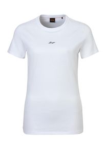 BOSS Orange Damen T-Shirt "Elogo Premium Damenmode"weiß 100, casual, Gr. XS, unifarben, Single Jersey, Obermaterial: 100% Baumwolle, Shirts, mit