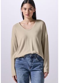Damen Langarmshirtcloud cream meliert, casual, Gr. 34, STREET ONE STUDIO, unifarben, Stoff, 80% Viskose, 15% Polyester, 5% Elasthan, Shirts, aus