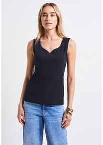Street One Damen Trägertop, blau, casual, Gr. 44, unifarben, Web, 95% Baumwolle, 5% Elasthan, Tops, aus Baumwolle mit Stretchanteil