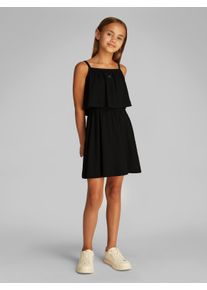 Mädchen Minikleid "CRINKLE LAYERED TANK DRESS", schwarz, casual, Gr. 6, Calvin Klein Jeans, unifarben, Rippware, Obermaterial: 96% Polyester, 4%