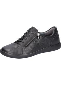 Waldläufer WALDLÄUFER Damen Schnürschuh "H-CLOE", Gr. 6, schwarz, Nappaleder, Textil, unifarben, klassisch, Schuhe, Sneaker, Halbschuh, Bequemschuh in