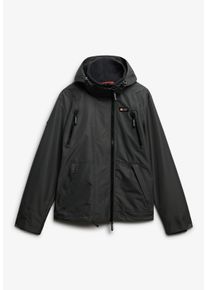 Superdry Herren Outdoorjacke "HOODED MTN WINDBREAKER JACKET"schwarz dull charcoal, modisch, Gr. L, unifarben, Web, Obermaterial: 100% Polyester,
