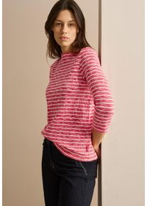 Cecil Damen Langarmshirtmulticolor rot melange, casual, Gr. XS, gestreift, Jersey, Obermaterial: 95% Baumwolle, 5% Elasthan, Shirts, melierte Optik