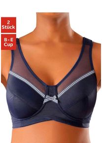 Petite Fleur Damen Entlastungs-BH, Gr. 105, blau, Microtouch, Netz, Obermaterial: 80% Polyamid, 20% Elasthan, klassisch, BHs, ohne Bügel
