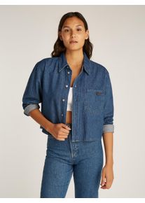 Damen Jeansbluse "CROPPED DAD DENIM SHIRT", blau, casual, Gr. XS, Calvin Klein Jeans, unifarben, Denim/Jeans, Obermaterial: 100% Baumwolle, Blusen,