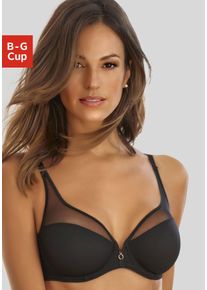 Lascana Damen Bügel-BH, Gr. 80, schwarz, Microtouch, Obermaterial: 48% Polyamid, 40% Polyester, 12% Elasthan, elegant, BHs, mit dezent transparentem