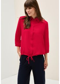 Cecil Damen Hemdbluseglazed apple rot, casual, Gr. L, unifarben, Stoff, 95% Viskose, 5% Nylon, Blusen, mit 3/4 Ärmeln