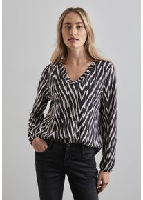 Street One Damen Langarmshirt, schwarz, casual, Gr. 36, bedruckt, Web, Stoff, 50% Baumwolle, 50% Modal, Shirts, im soften Baumwoll-Mix